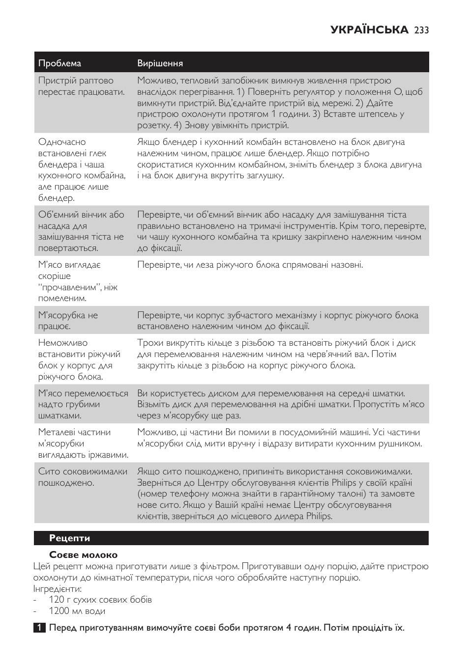 Соєве молоко, Рецепти | Philips HR7766 User Manual | Page 233 / 240