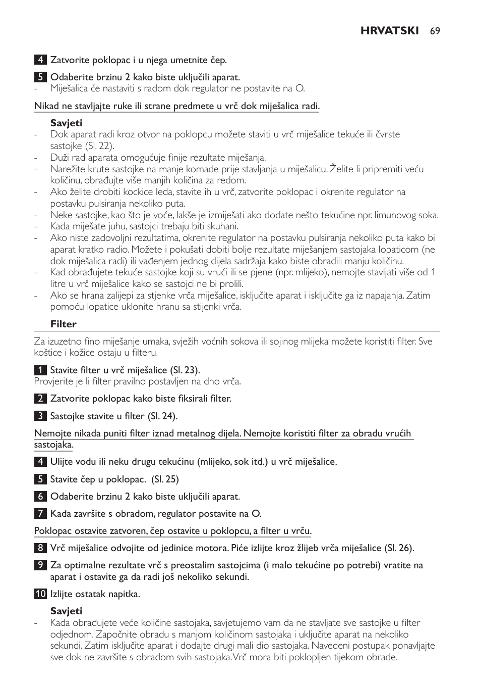 Savjeti, Filter | Philips HR7766 User Manual | Page 69 / 240