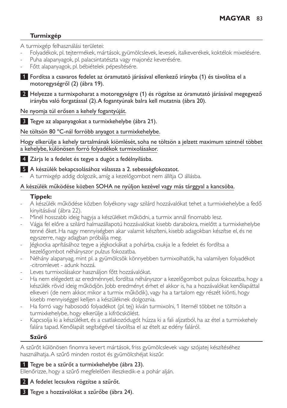 Turmixgép, Tippek, Szűrő | Philips HR7766 User Manual | Page 83 / 240