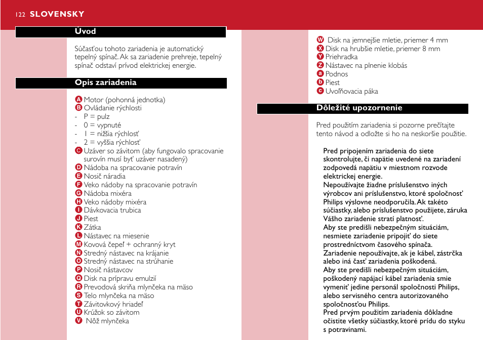 Slovensky 122 | Philips HR7755 User Manual | Page 122 / 202