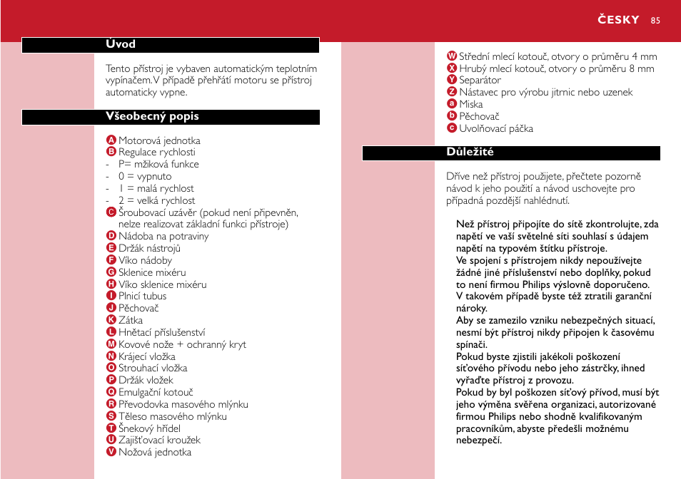 Česky 85 | Philips HR7755 User Manual | Page 85 / 202