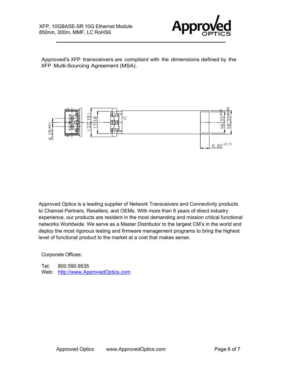 Gp-xfp-1s-a | Approved Optics Approved FORCE10 GP-XFP-1S User Manual | Page 6 / 6