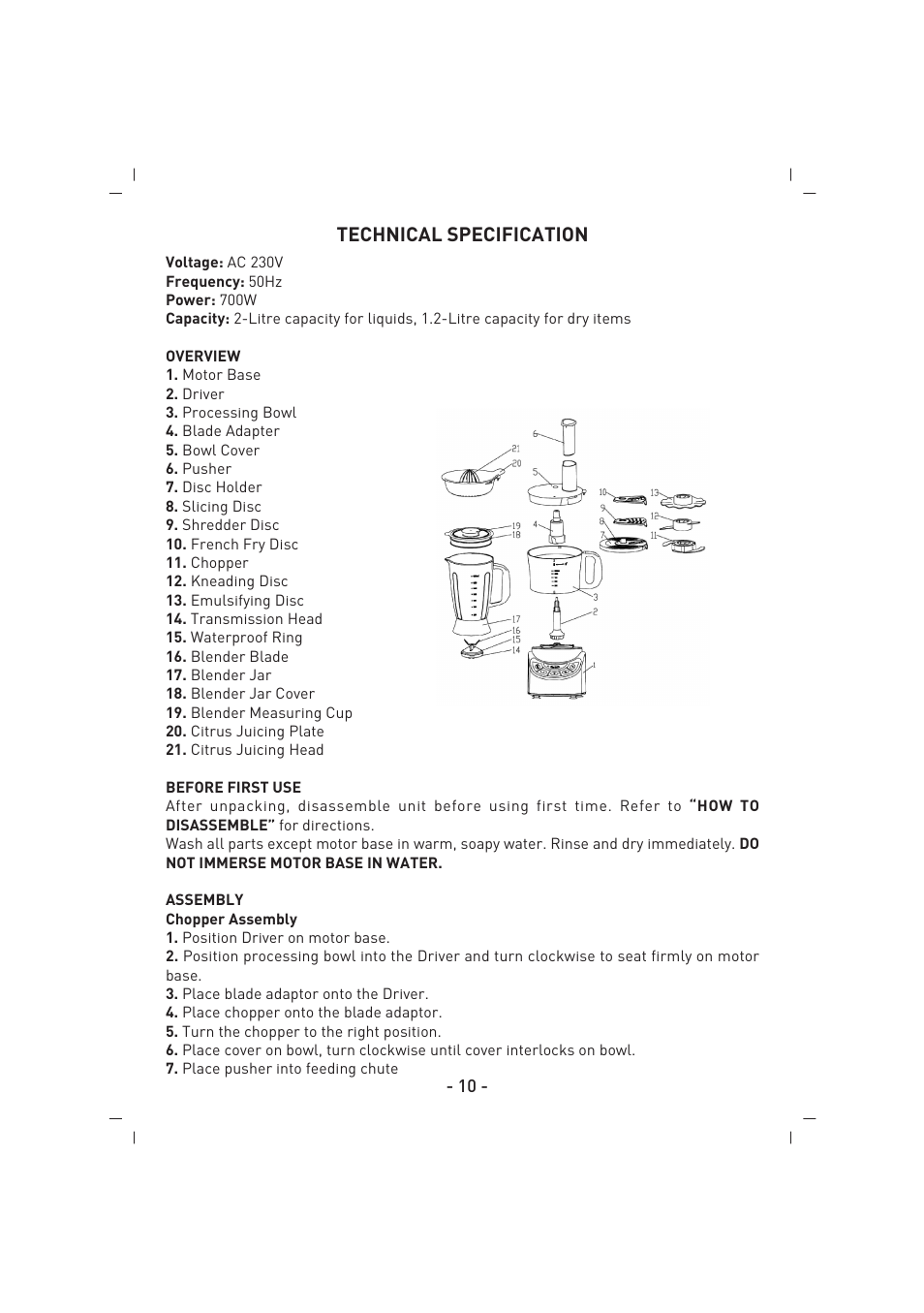 Technical specification | SINBO SHB 3081 User Manual | Page 11 / 53