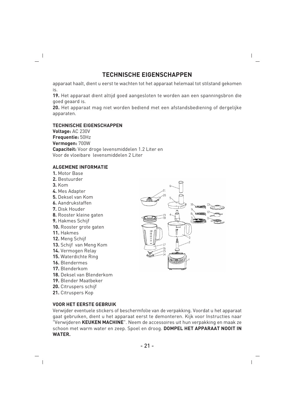 Technische eigenschappen | SINBO SHB 3081 User Manual | Page 22 / 53