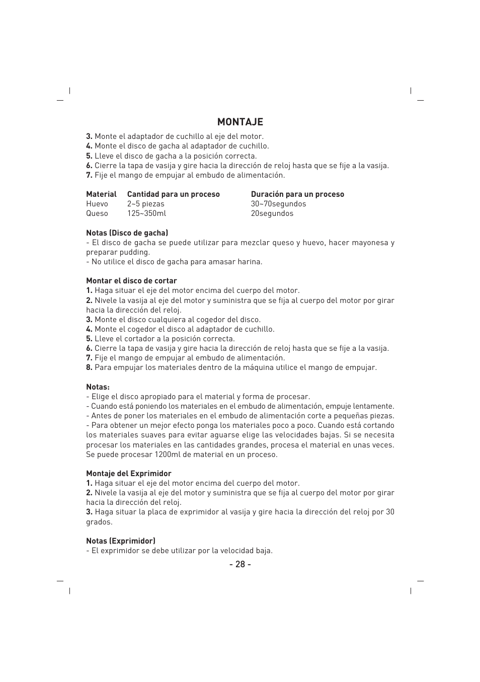 Montaje | SINBO SHB 3081 User Manual | Page 29 / 53