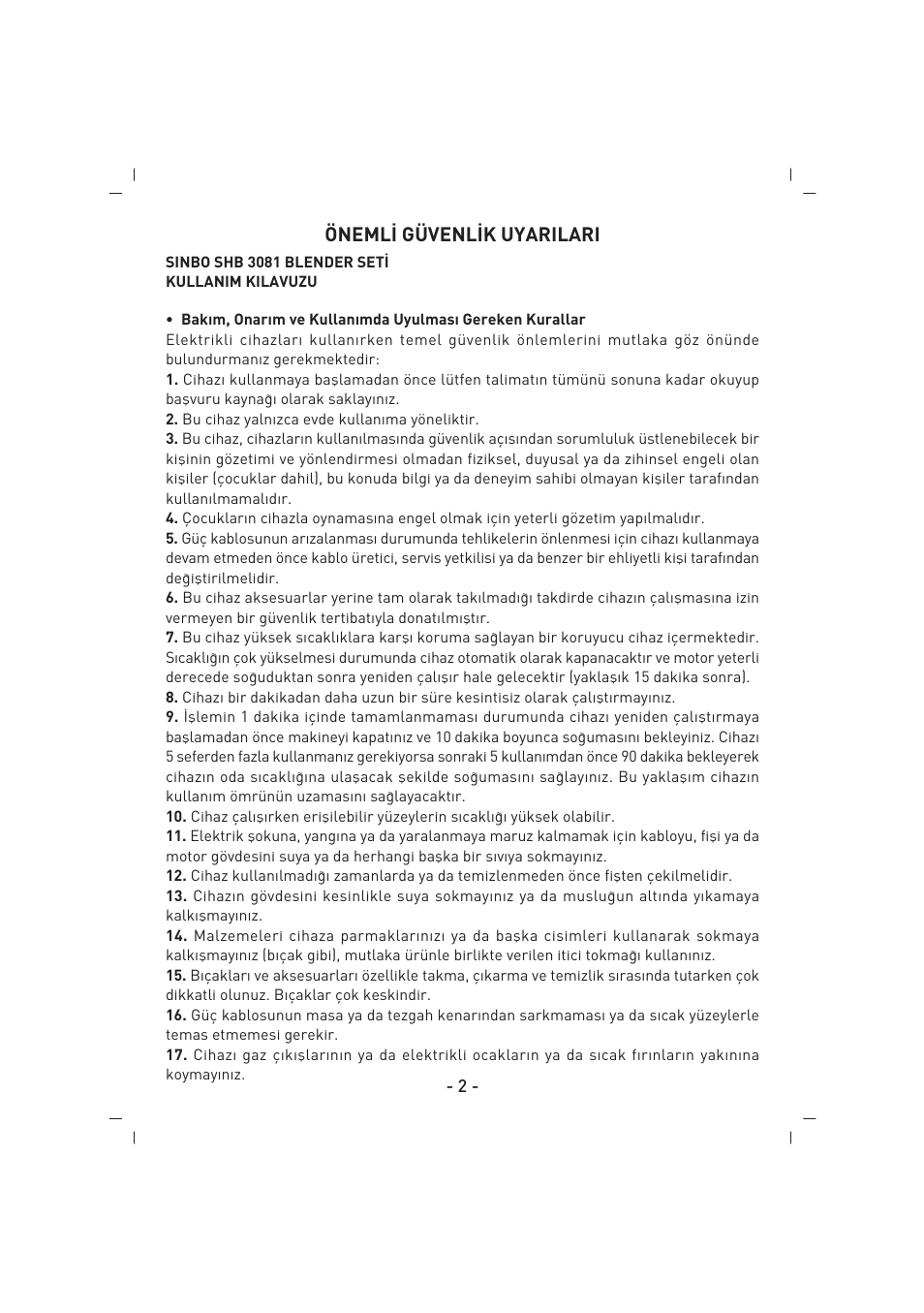 SINBO SHB 3081 User Manual | Page 3 / 53