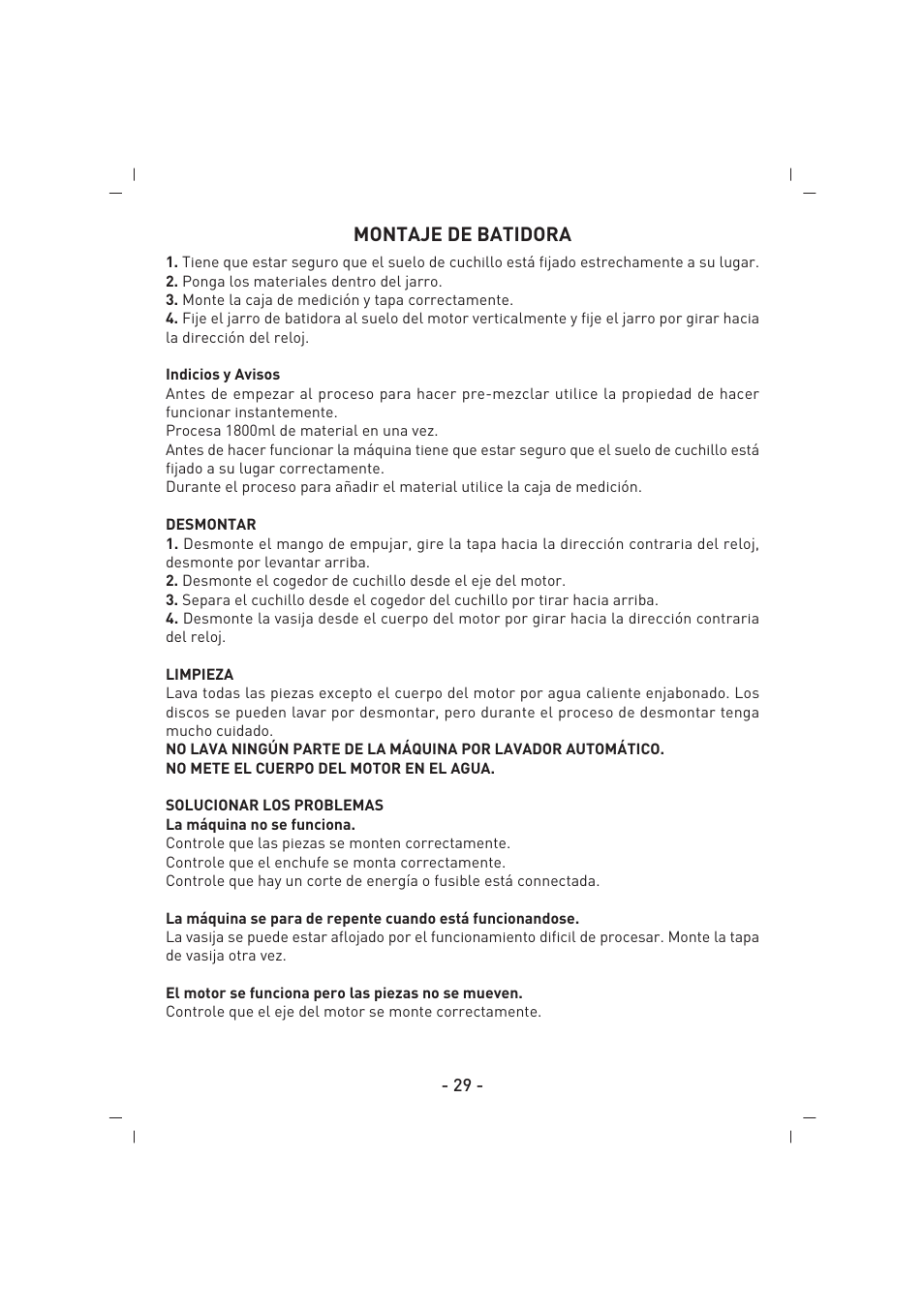 Montaje de batidora | SINBO SHB 3081 User Manual | Page 30 / 53