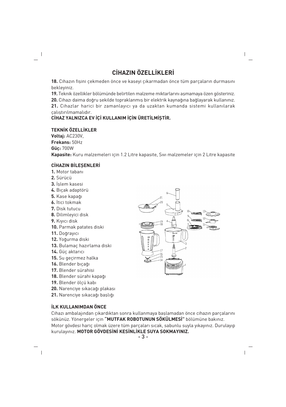 C‹hazin özell‹kler | SINBO SHB 3081 User Manual | Page 4 / 53