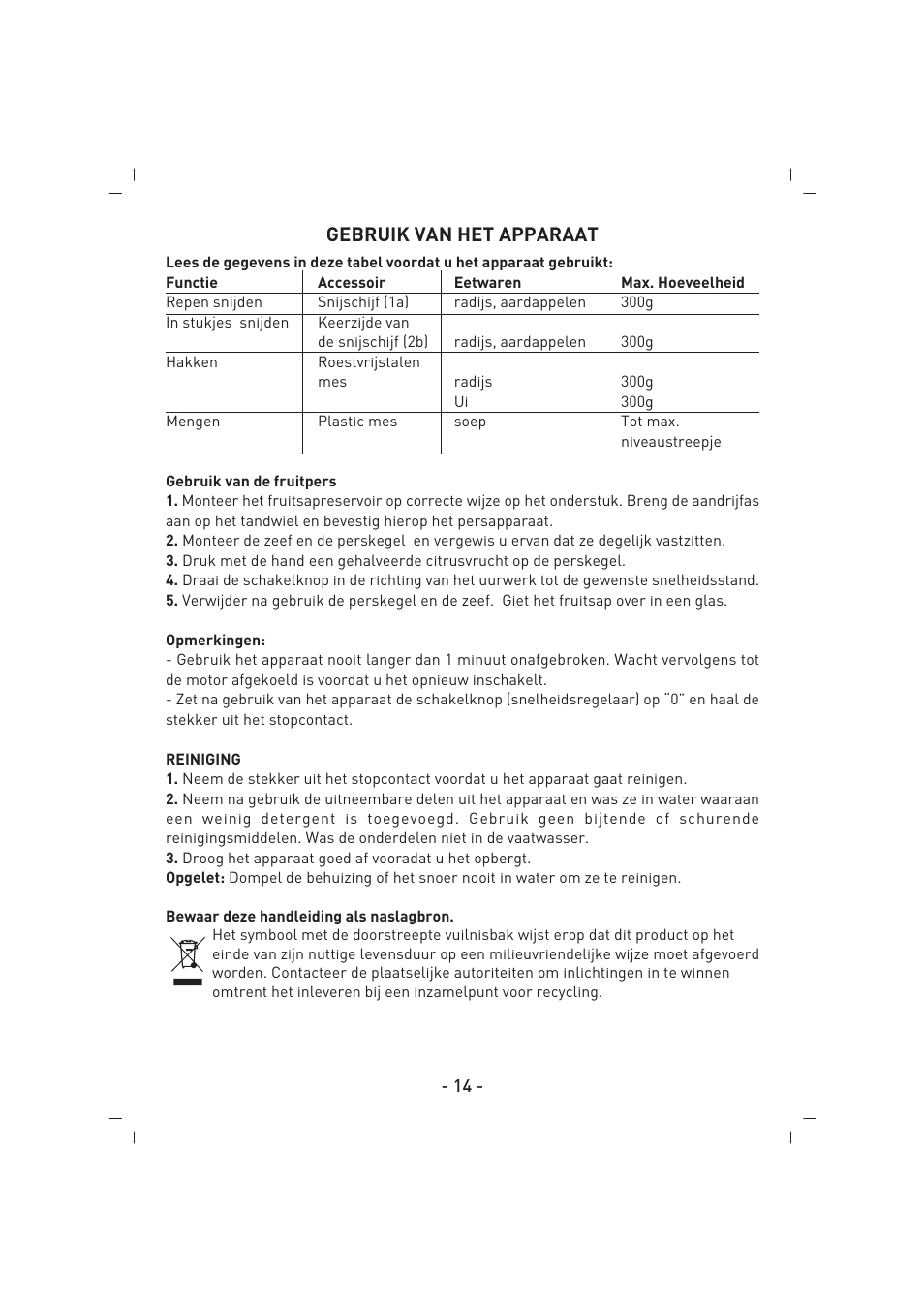 Gebruik van het apparaat | SINBO SHB 3057 User Manual | Page 15 / 34