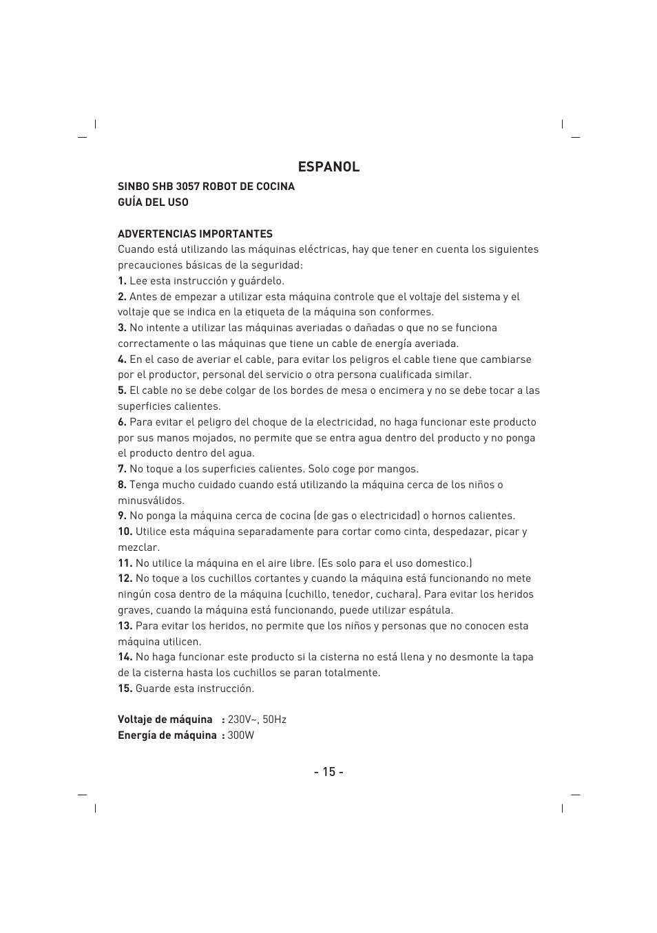 SINBO SHB 3057 User Manual | Page 16 / 34