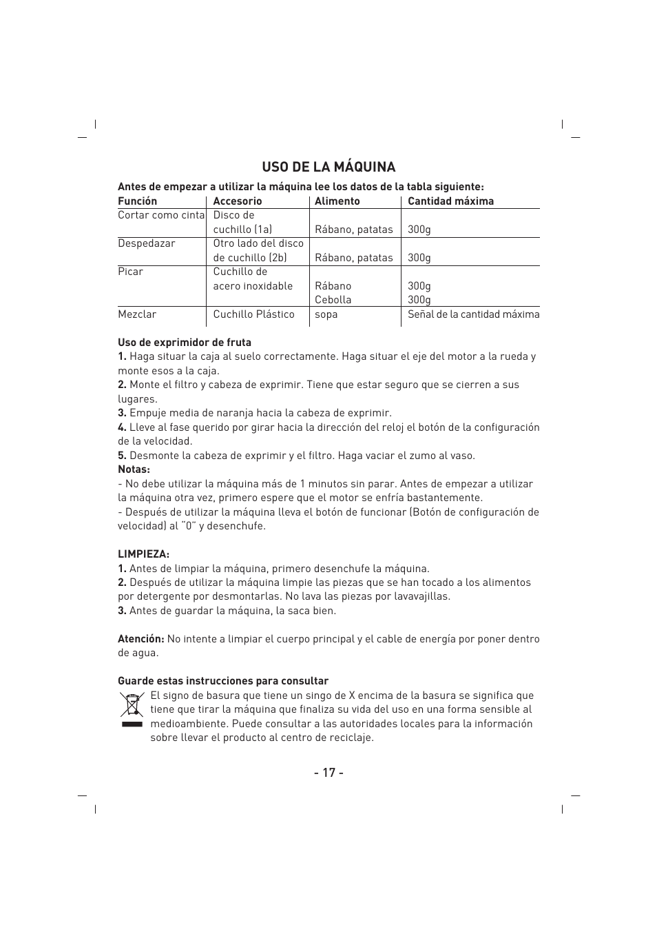 Uso de la máquina | SINBO SHB 3057 User Manual | Page 18 / 34
