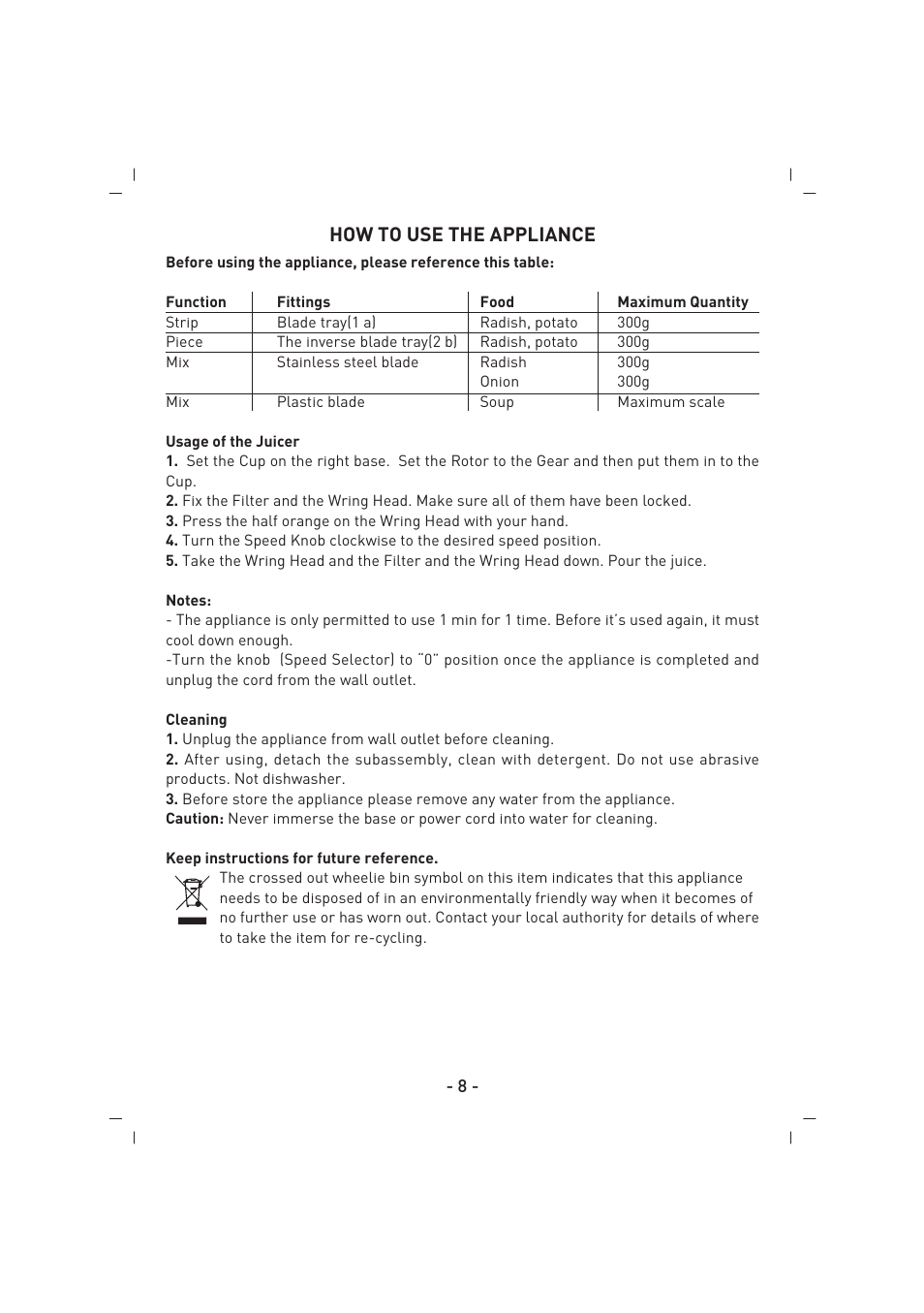 How to use the appliance | SINBO SHB 3057 User Manual | Page 9 / 34