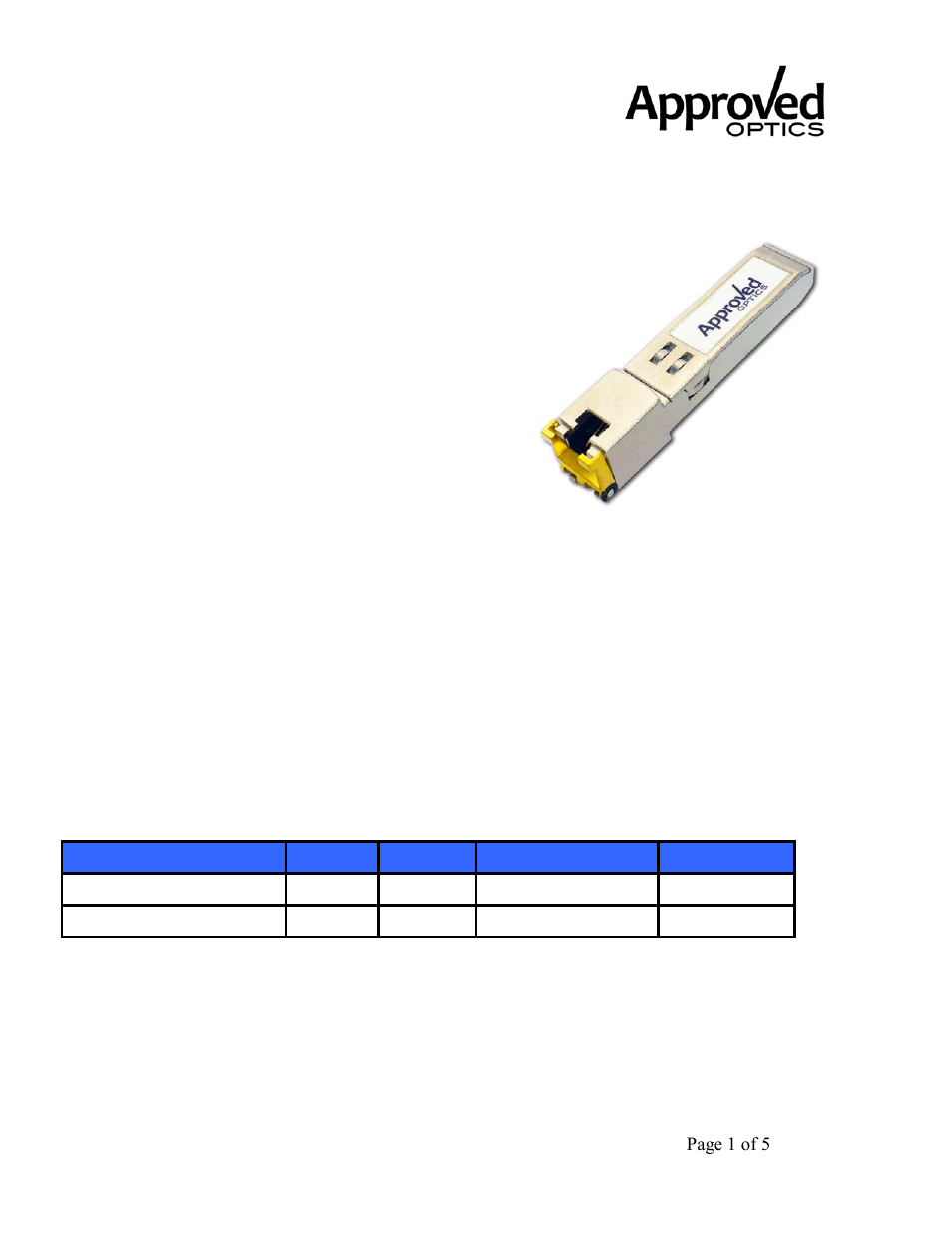Approved Optics Approved DELTA LCP-1250RJ3SR-L User Manual | 5 pages
