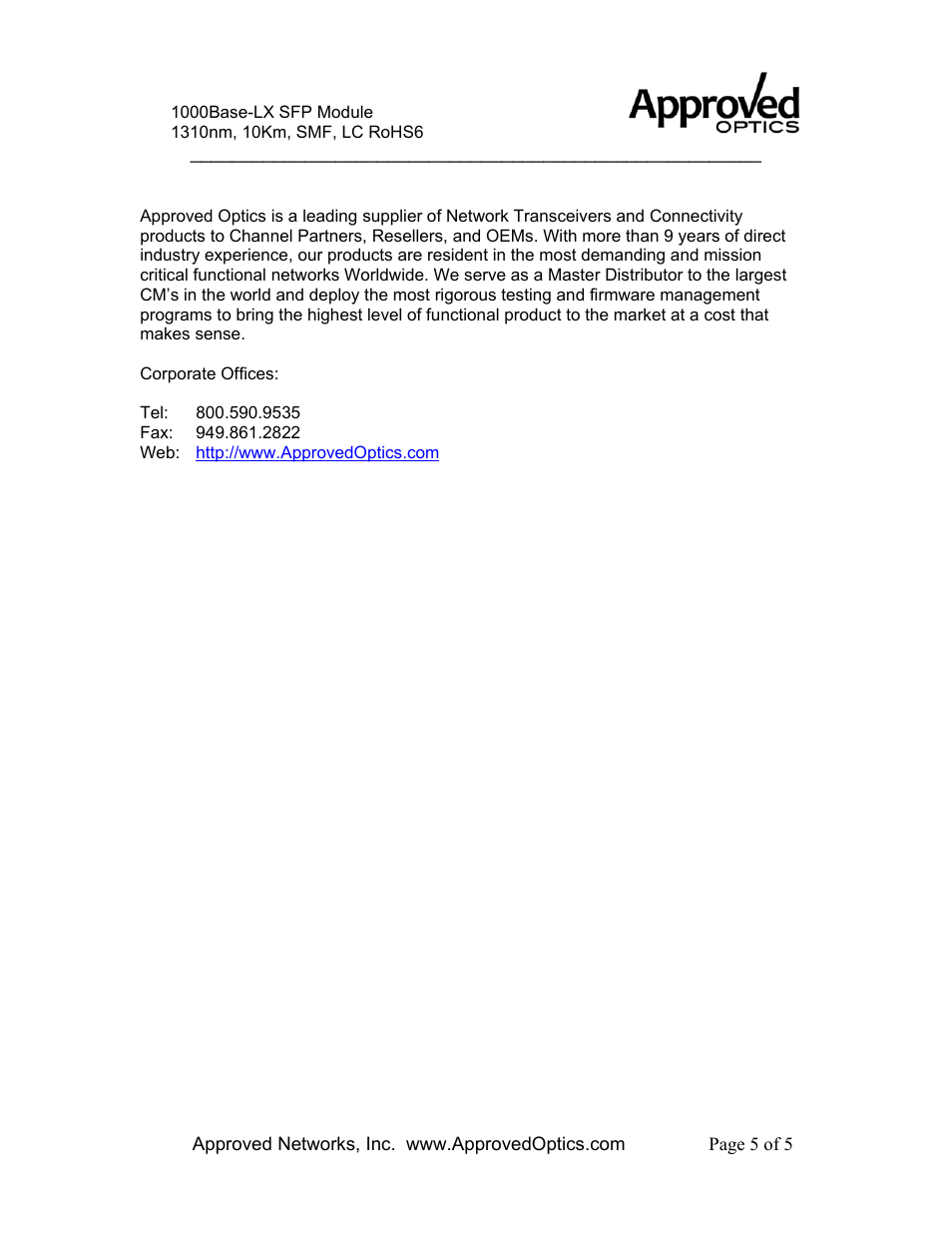 Approved Optics Approved HP JD119B User Manual | Page 5 / 5