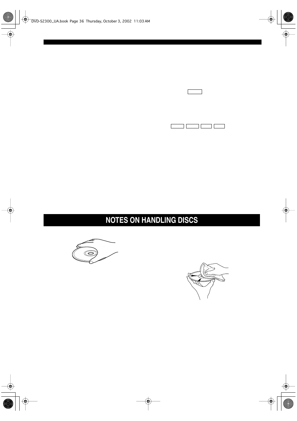 Notes on handling discs | Yamaha DVD-S2300 User Manual | Page 40 / 42