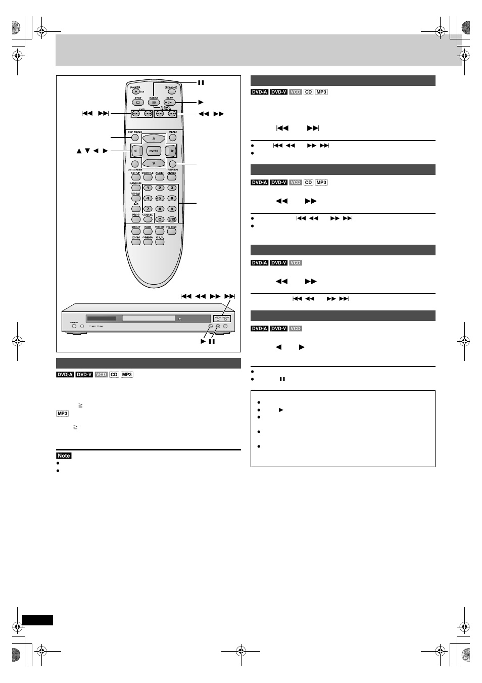 Starting play from a selected item, Skipping items, Fast forward and rewind―search | Slow-motion play, Frame-by-frame viewing | Yamaha DVD-S830 User Manual | Page 10 / 24