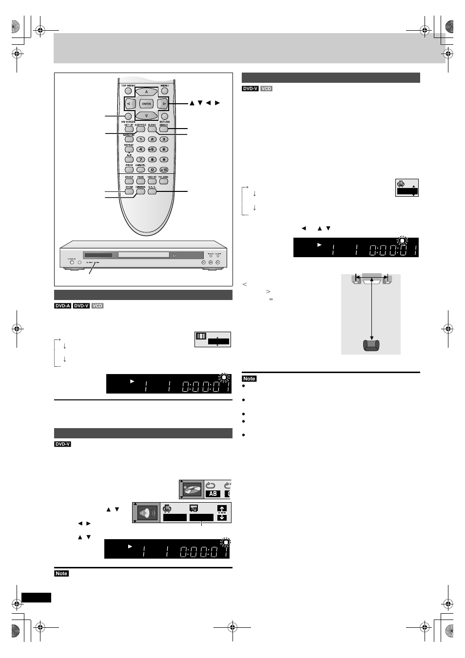 Increasing your enjoyment of movies, Cinema, Dialogue enhancer | Advanced surround, Cinema dialogue enhancer advanced surround, Press [cinema, Press [v.s.s, Cinema dialogue enhancer, Sp off off | Yamaha DVD-S830 User Manual | Page 12 / 24