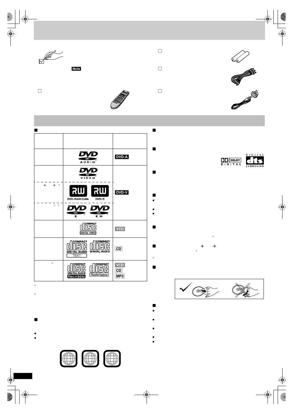 Accessories, Disc information, Accessories disc information | Yamaha DVD-S830 User Manual | Page 4 / 24