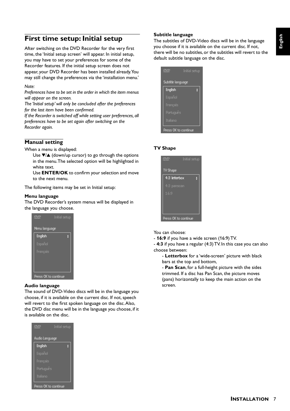 First time setup: initial setup, Manual setting | Yamaha DRX-1 User Manual | Page 11 / 56