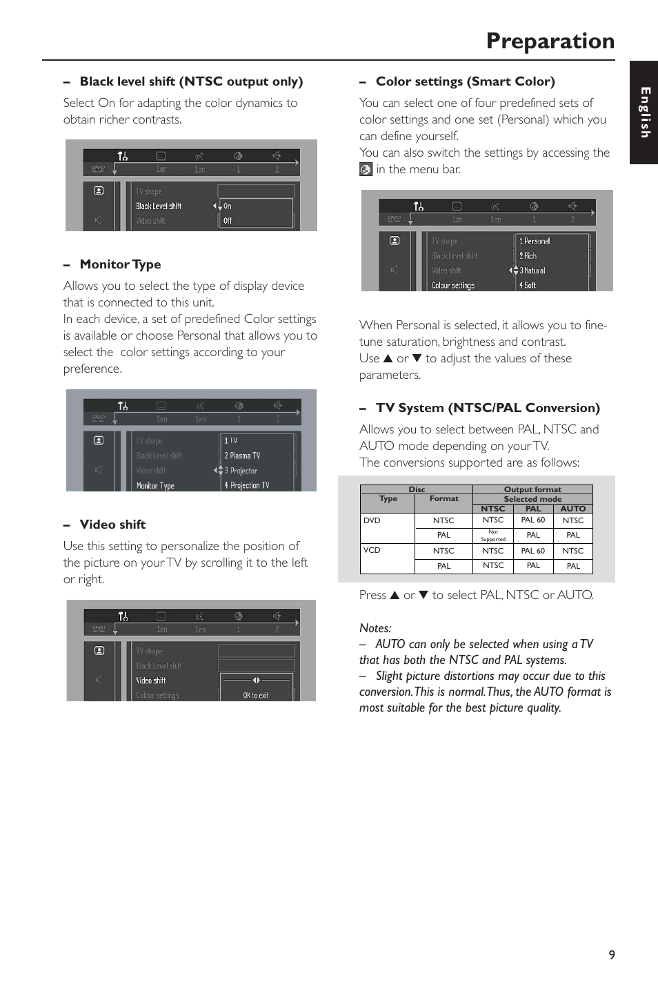 Preparation, 9english | Yamaha DV-S5550 User Manual | Page 13 / 27