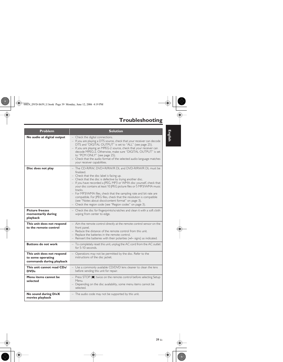 Troubleshooting | Yamaha DVD-S659 User Manual | Page 43 / 47