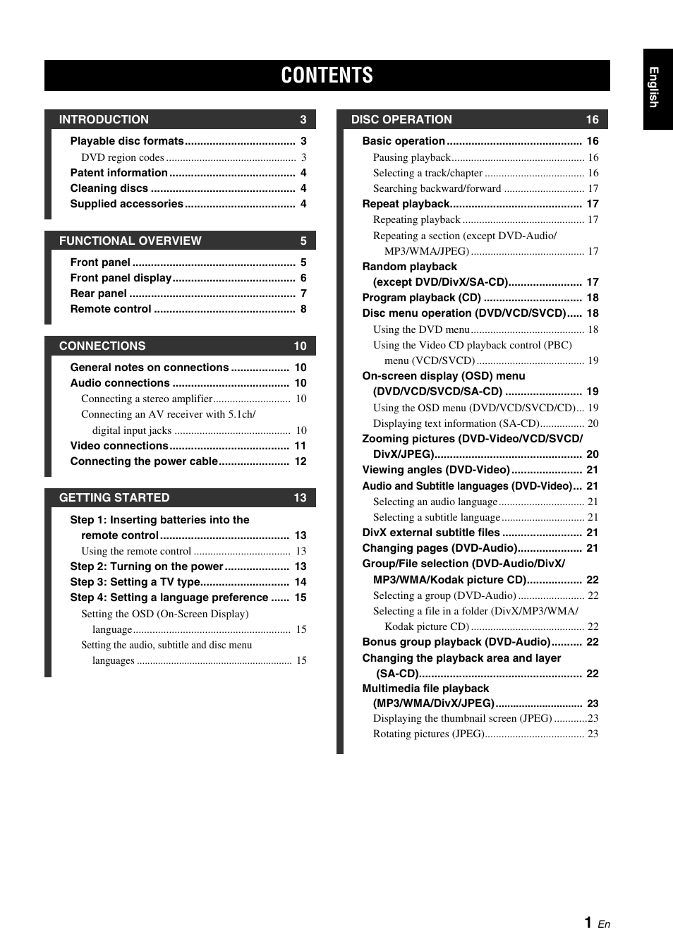 Yamaha DVD-S1700 User Manual | Page 5 / 47