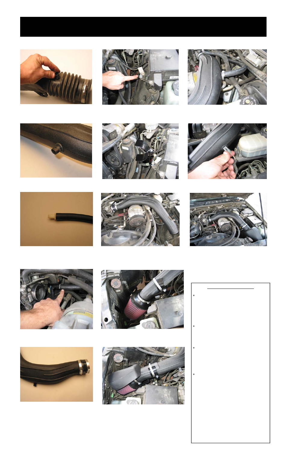 Installation instructions, Continued) | S&B Filters Cold Air Intake Kit - Cotton Filter 75-3025-1 User Manual | Page 2 / 2