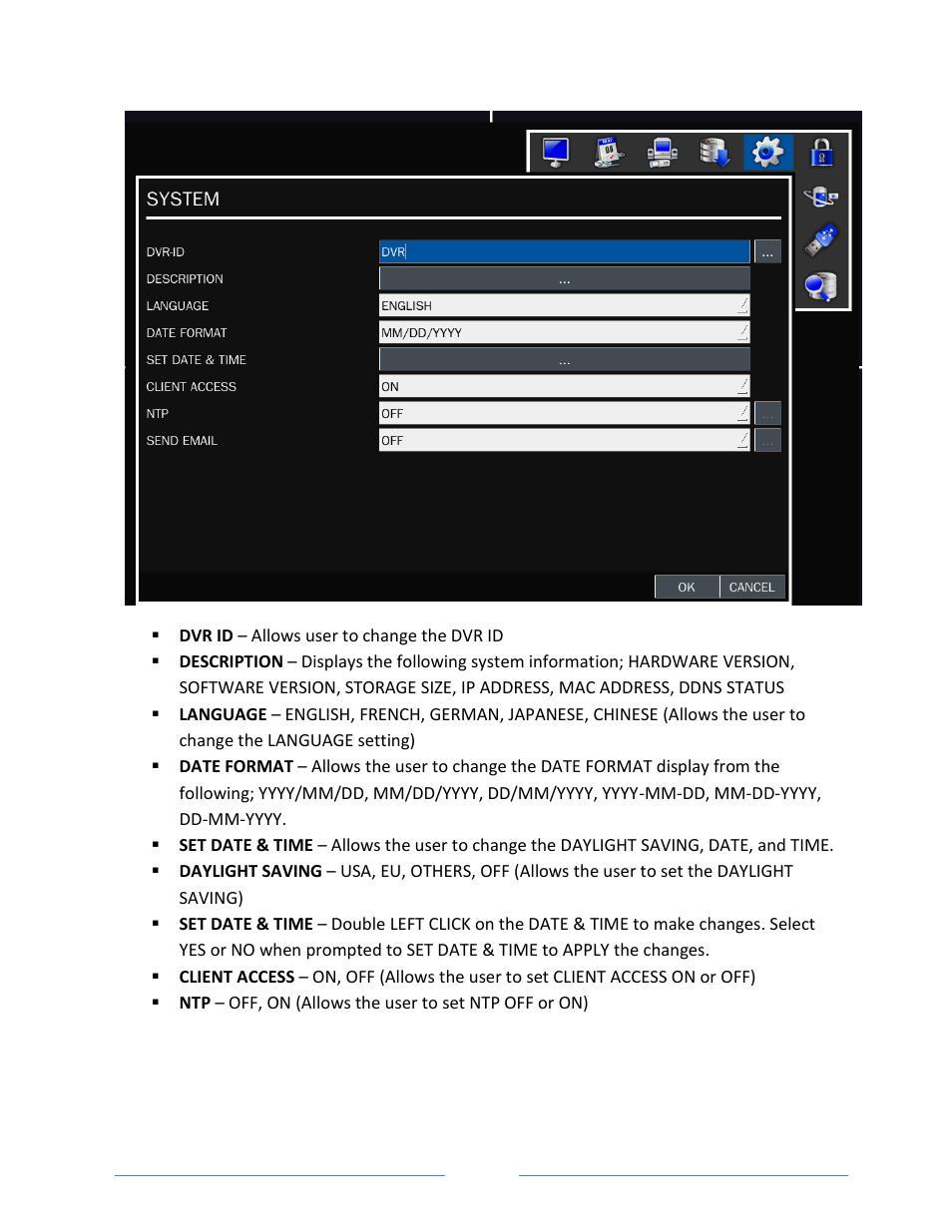 6. system setup | Vonnic VVRHD1620M 16CH HD-SDI 1080P High Resolution DVR (Hard Drive Not Included) User Manual | Page 38 / 96