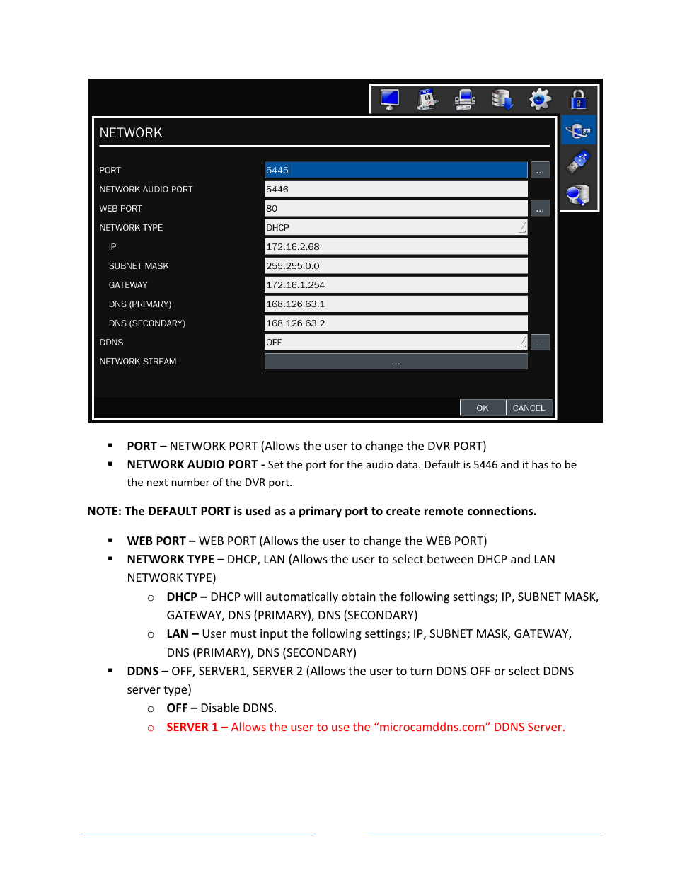 8. network setup | Vonnic VVRHD1620M 16CH HD-SDI 1080P High Resolution DVR (Hard Drive Not Included) User Manual | Page 43 / 96