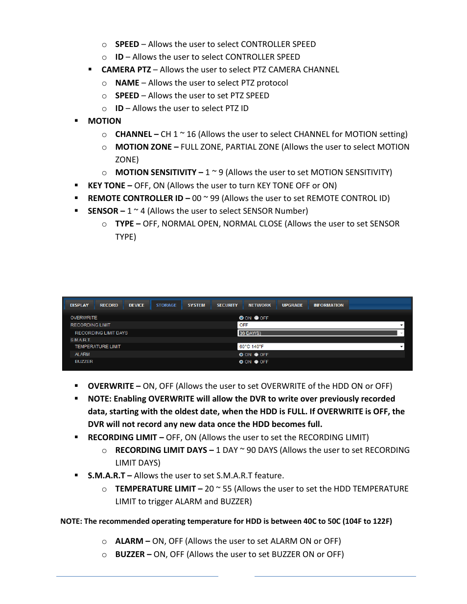 4. storage | Vonnic VVRHD1620M 16CH HD-SDI 1080P High Resolution DVR (Hard Drive Not Included) User Manual | Page 60 / 96