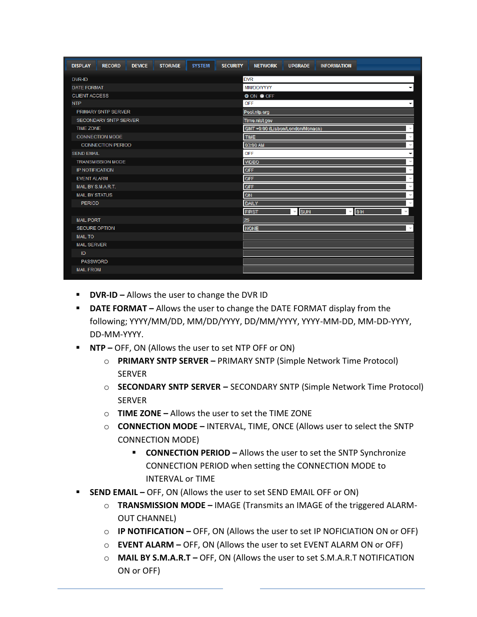 5. system | Vonnic VVRHD1620M 16CH HD-SDI 1080P High Resolution DVR (Hard Drive Not Included) User Manual | Page 61 / 96
