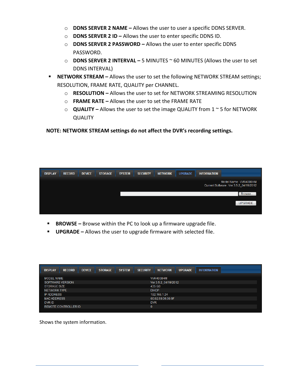 7. remote upgrade, 8. information | Vonnic VVRHD1620M 16CH HD-SDI 1080P High Resolution DVR (Hard Drive Not Included) User Manual | Page 63 / 96