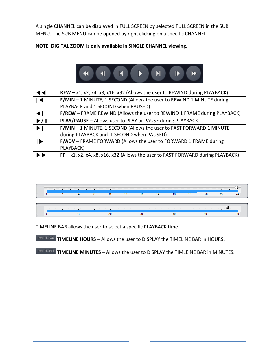 5-3. playback buttons, 5-4. timeline bar | Vonnic VVRHD1620M 16CH HD-SDI 1080P High Resolution DVR (Hard Drive Not Included) User Manual | Page 71 / 96