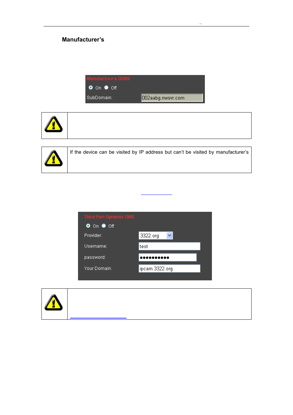 Manufacturer’s domain name, Third part domain name | Vonnic C909IP H.264 Wireless 802.11b_g_n IP Network Camera User Manual | Page 15 / 31