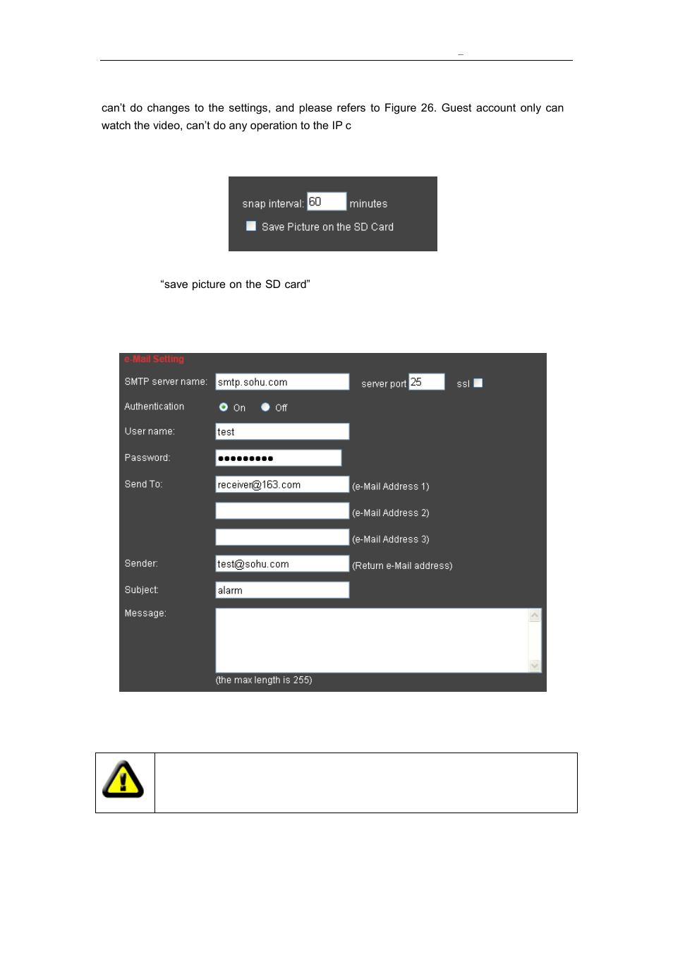 Auto capture setting, E-mail setting | Vonnic C909IP H.264 Wireless 802.11b_g_n IP Network Camera User Manual | Page 23 / 31