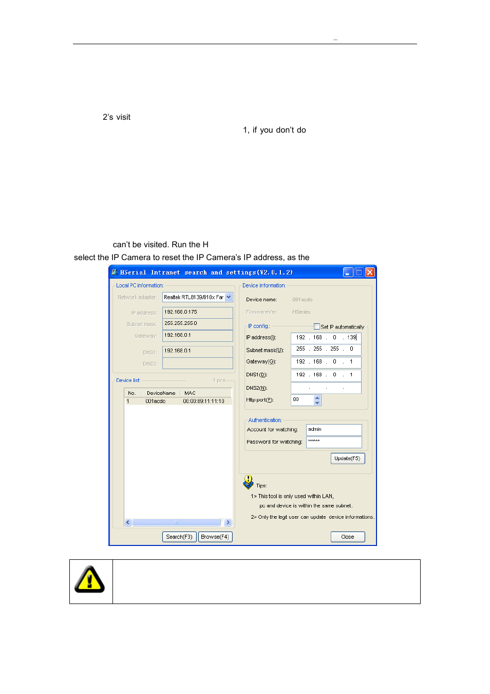 Visit ip camera from lan, Ddress, 5 visit ip camera from lan | 1 set ip address | Vonnic C909IP H.264 Wireless 802.11b_g_n IP Network Camera User Manual | Page 9 / 31