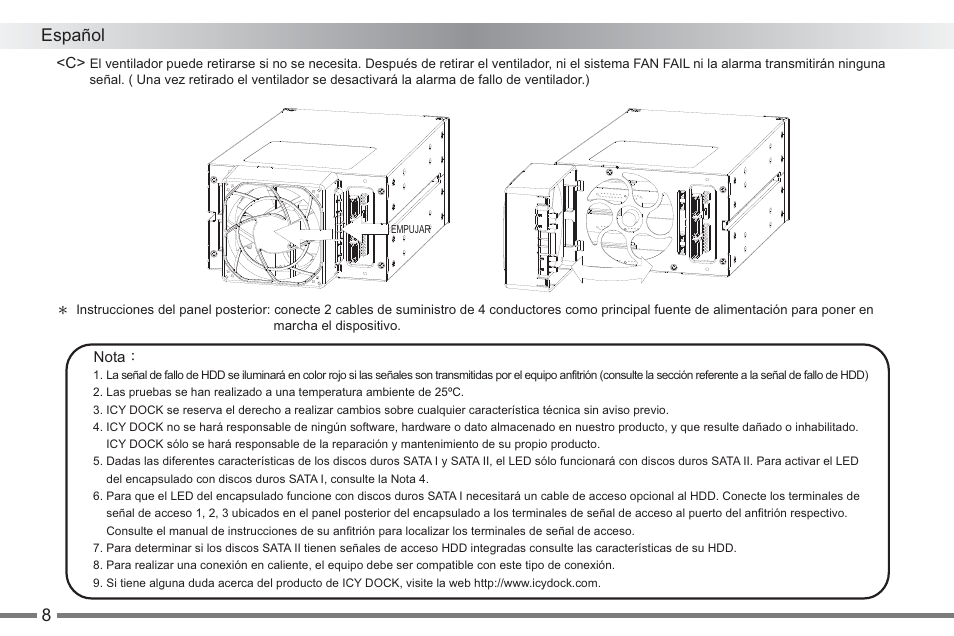 ICY DOCK MB673SPF-B User Manual | Page 9 / 14