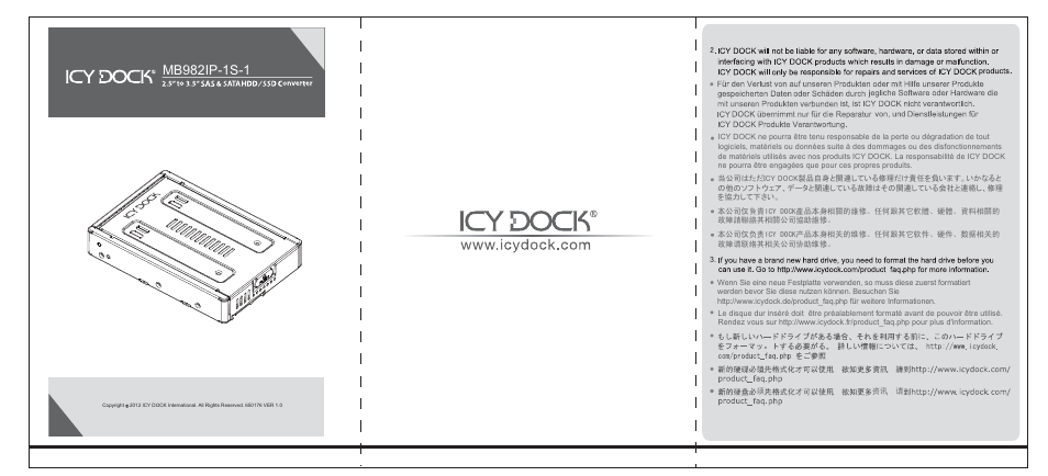 ICY DOCK EZConvert Pro MB982IP-1S-1 User Manual | 2 pages