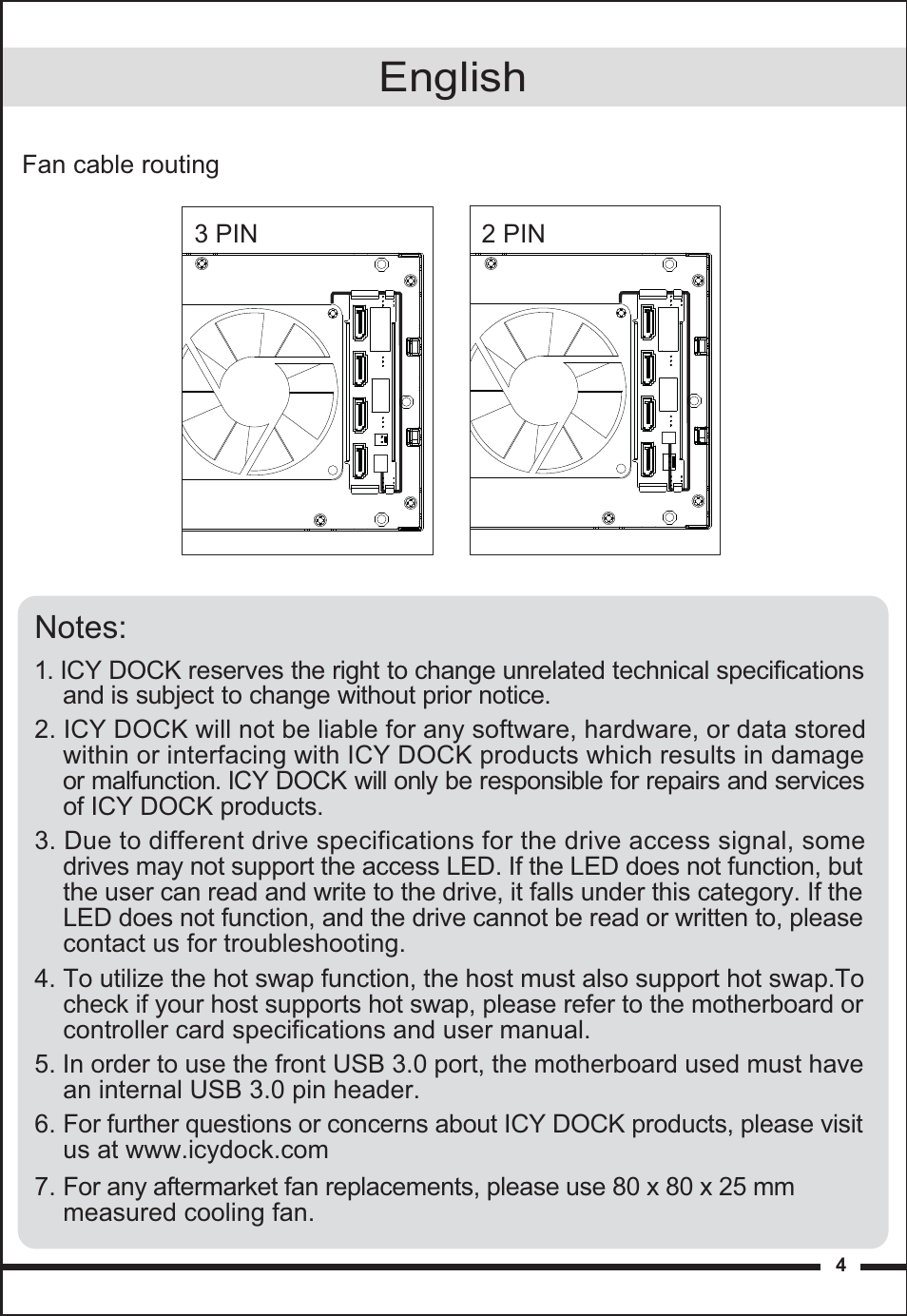 English | ICY DOCK FlexCage MB974SP-2B User Manual | Page 4 / 8