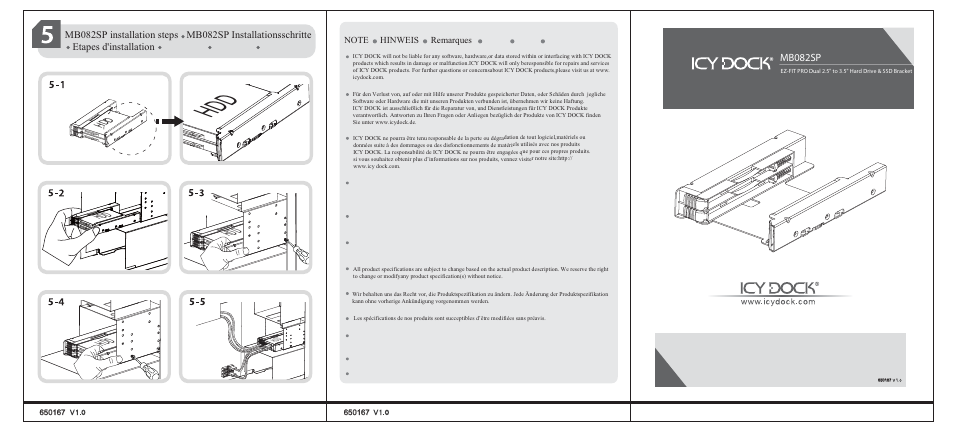 ICY DOCK EZ-Fit PRO MB082SP User Manual | Page 2 / 2