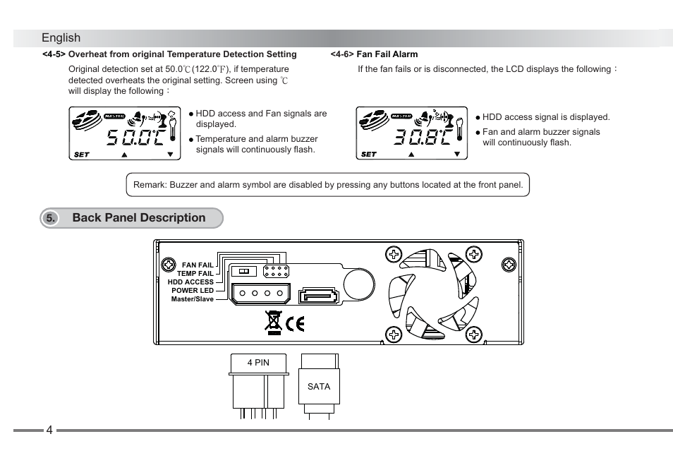 English back panel description | ICY DOCK MB672SKGF-BB User Manual | Page 5 / 20