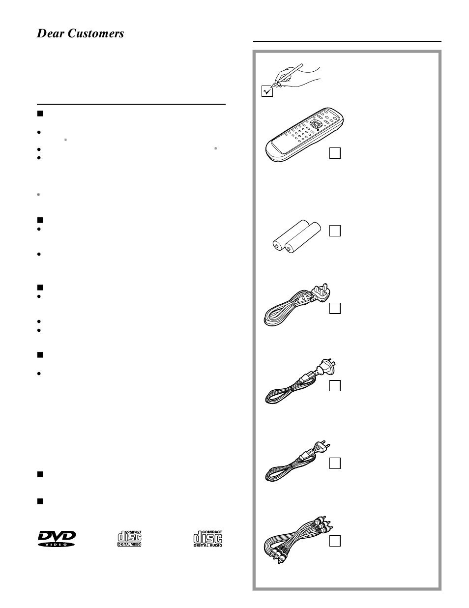 Features, Accessories, Dear customers | Yamaha DVD-S700 User Manual | Page 4 / 48