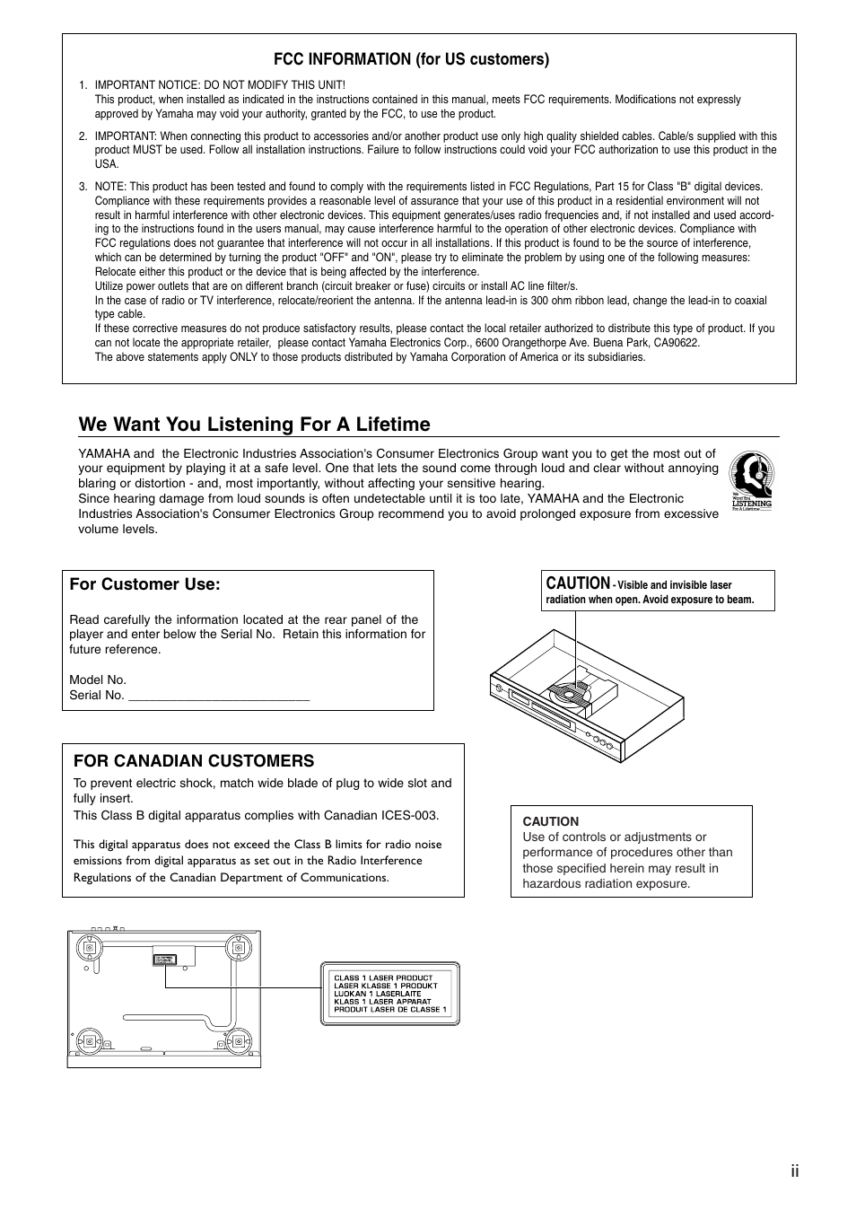 We want you listening for a lifetime | Yamaha DV-SL100 User Manual | Page 3 / 30