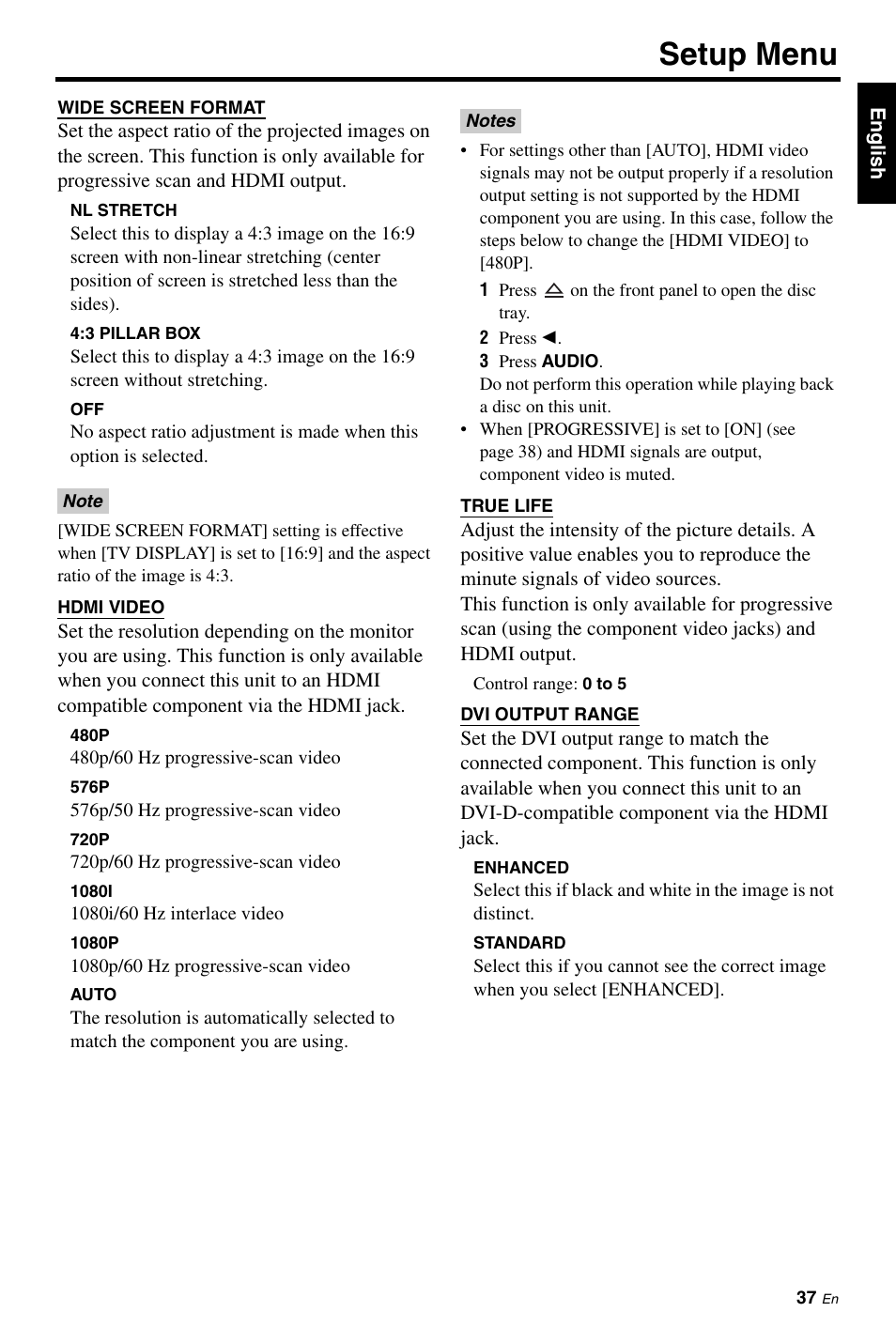 Setup menu | Yamaha DVD-C961 User Manual | Page 41 / 51