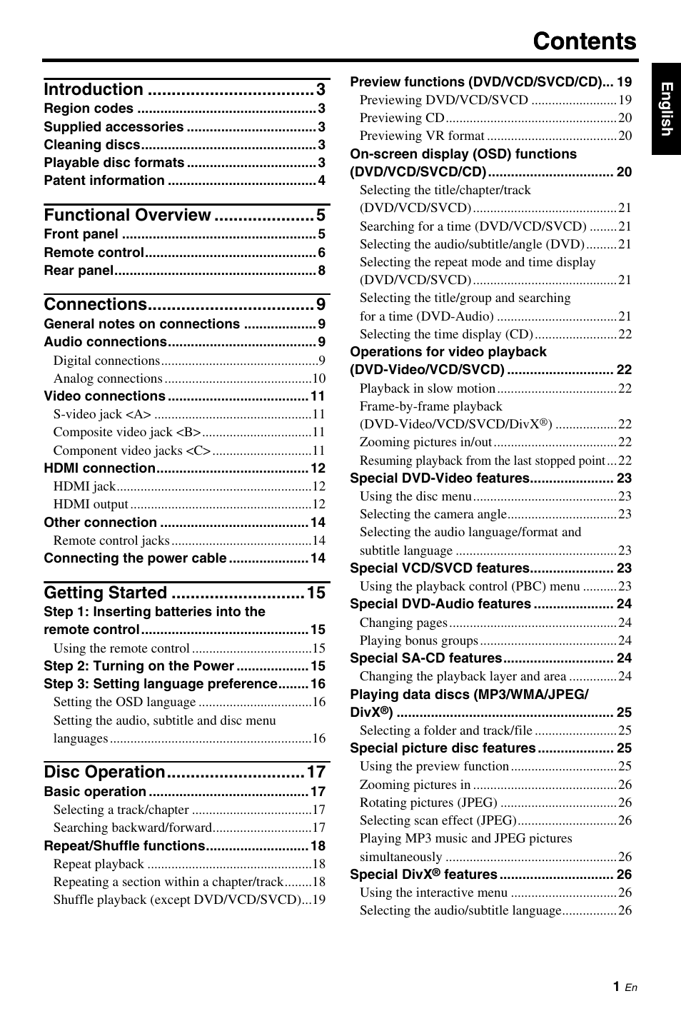 Yamaha DVD-C961 User Manual | Page 5 / 51