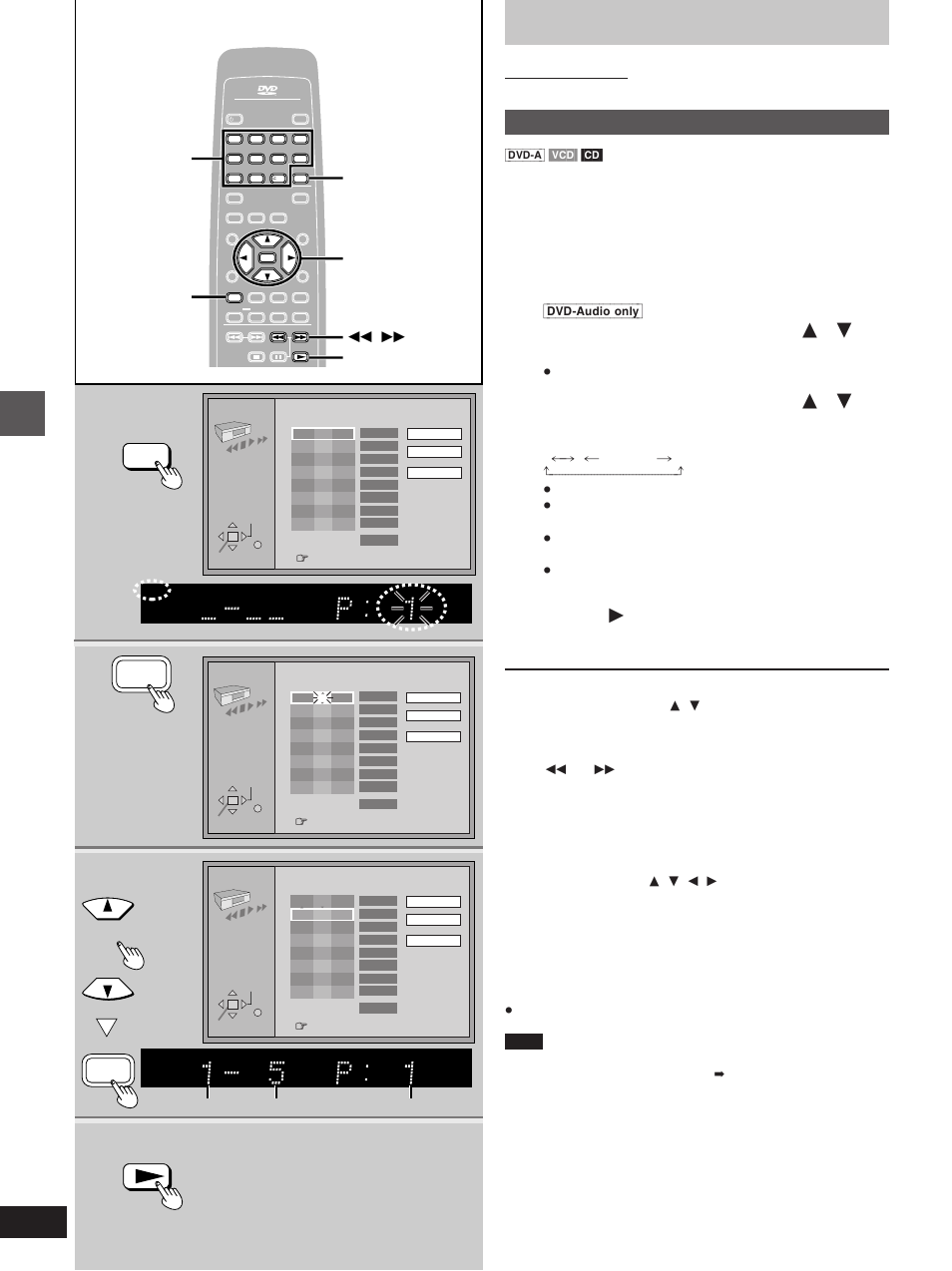 Changing the play sequence, Program play, Press [enter | Press [ 1 ] (play), Advanced operations, Play mode, Play | Yamaha DVD-S1200 User Manual | Page 16 / 32