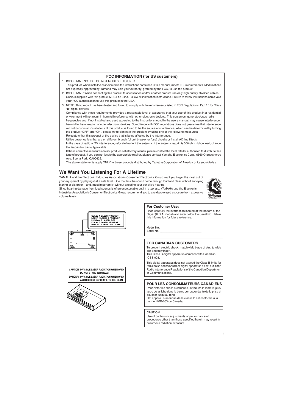 We want you listening for a lifetime | Yamaha DVD-S657 User Manual | Page 3 / 44