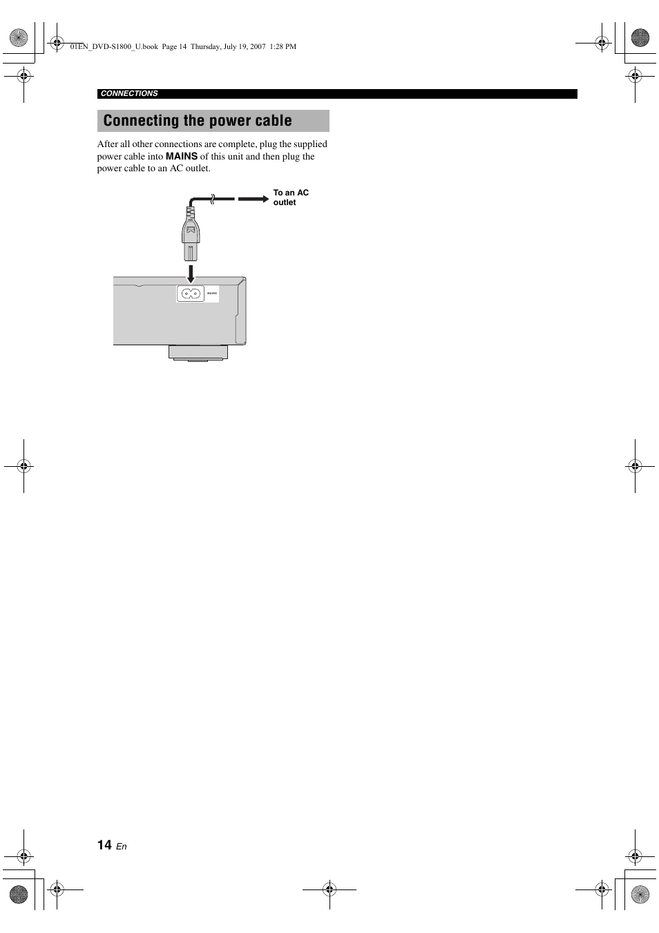 Connecting the power cable, The remote control | Yamaha DVD-S1800 User Manual | Page 18 / 49