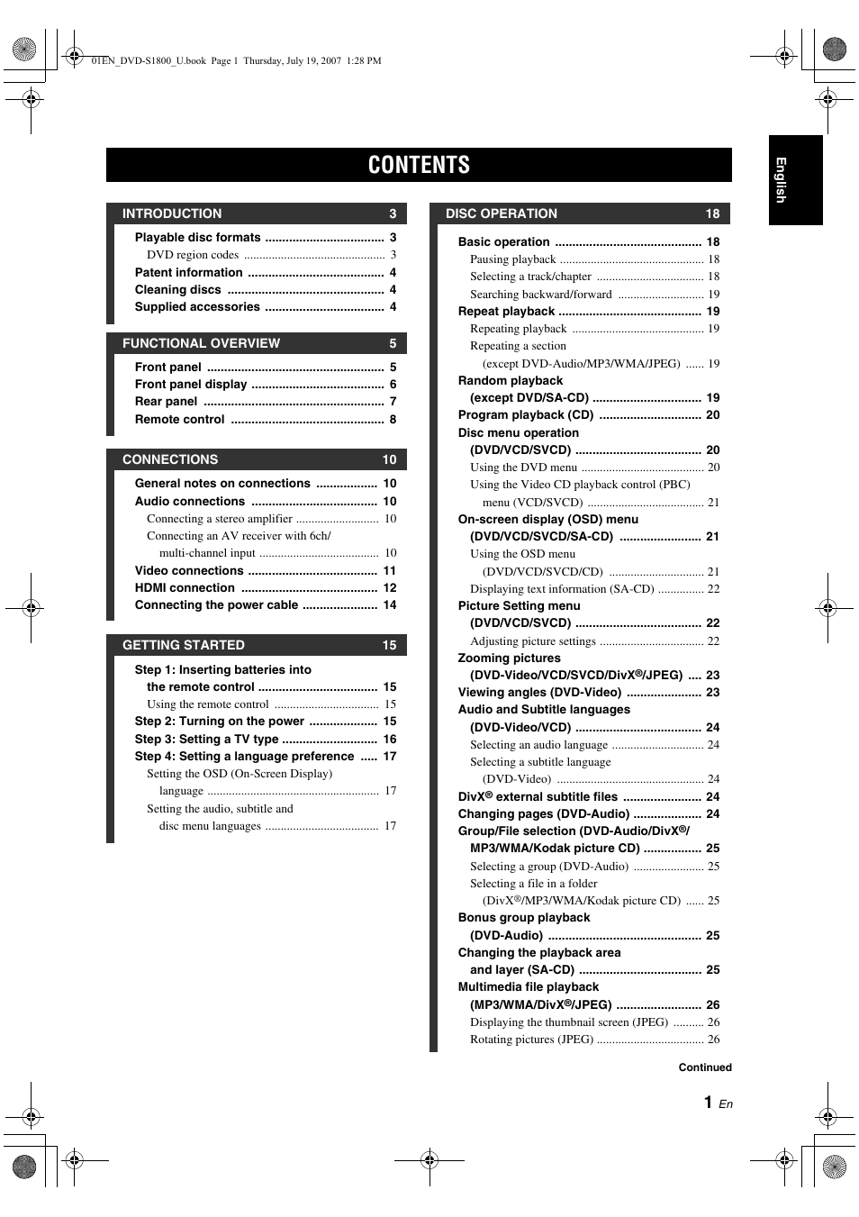 Yamaha DVD-S1800 User Manual | Page 5 / 49