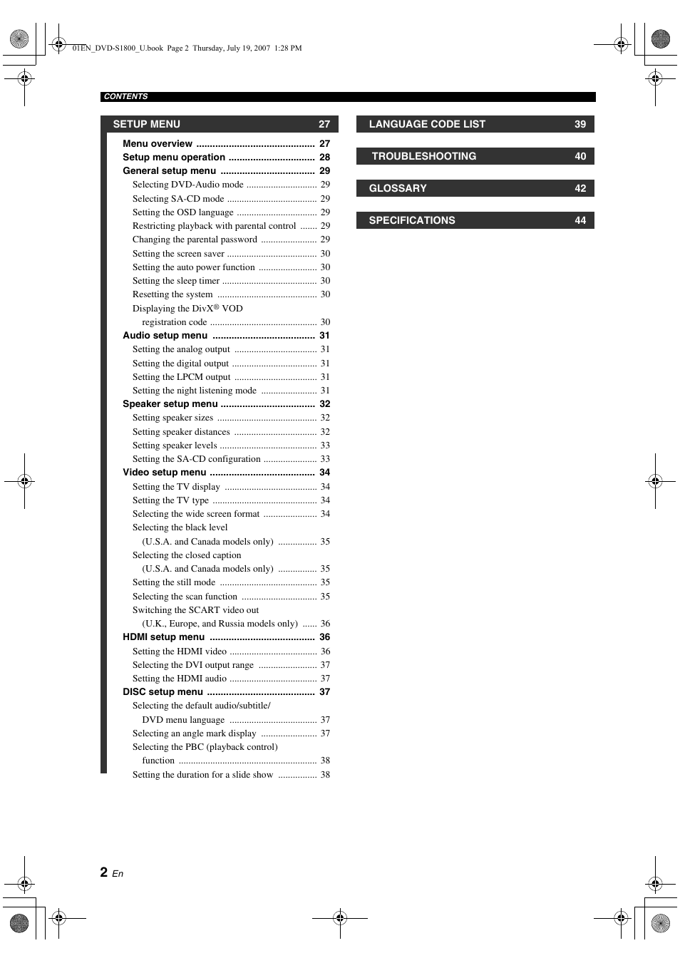 Yamaha DVD-S1800 User Manual | Page 6 / 49